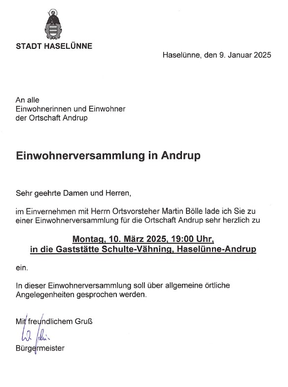 Einwohnerversammlung Andrup 10.03.2025